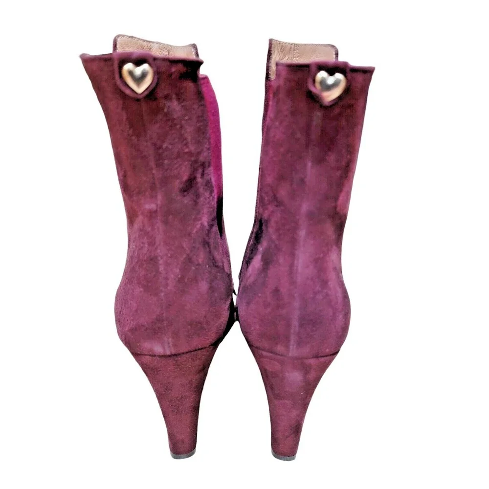 Twin Set Simona Barbieri Burgundy Leather Tassel Heels Shoes Sz 40 EU‎ W/Box